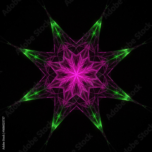 Abstract design with glowing pattern emanates mesmerizing energy it feels like vibrant, futuristic bloom against dark background