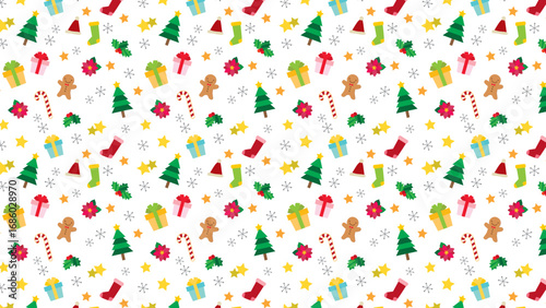 クリスマスアイテムのシームレスパターン背景/透過