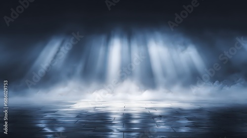 Dramatic Dark Lighting With Spotlight Beams And Fog
