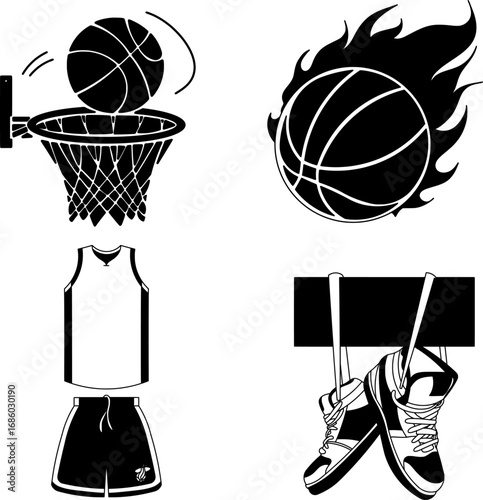Basketball Icons and Elements Set