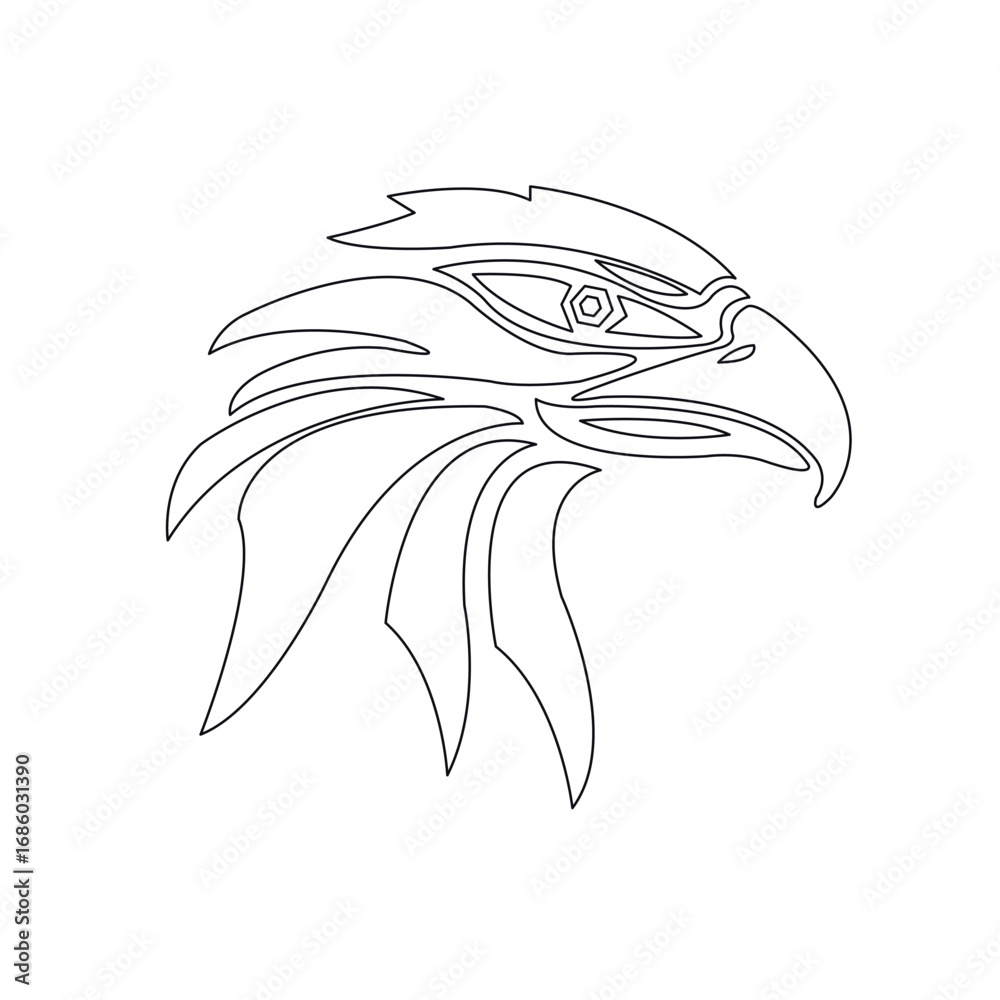 Obraz premium line art of a bird's head with white color and black background