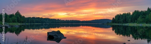 Wallpaper Mural Hallangen lake panorama at sunset. Kalmar region in Sweden. Europe Torontodigital.ca