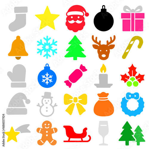 Icon pack, icon sheet, christmas theme, silhouette version