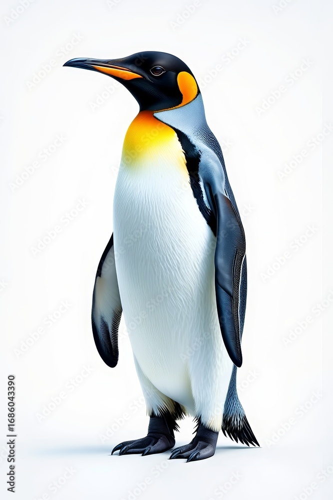 Naklejka premium Majestic Emperor Penguin Standing Tall on White Background