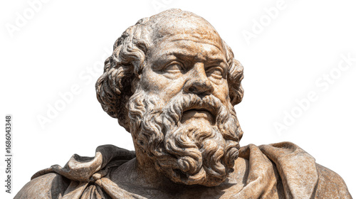 Greek philosopher Socrates statue, isolated on a Transparent background, PNG file.