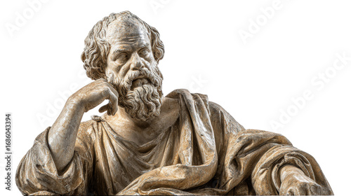 Greek philosopher Socrates statue, isolated on a Transparent background, PNG file.