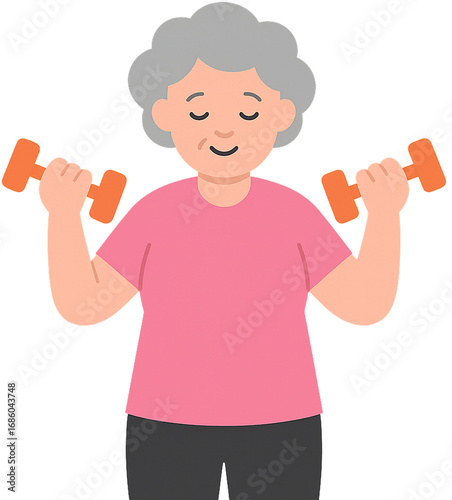 senior woman exercising with dumbbells