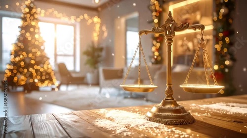 Scales of Justice in Festive Christmas Setting
