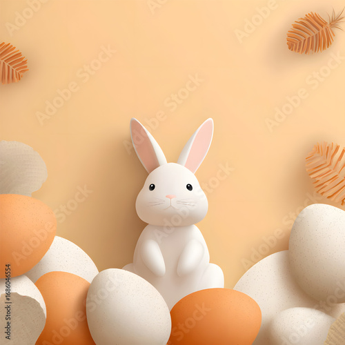 A charming and cute white Easter bunny figurine.