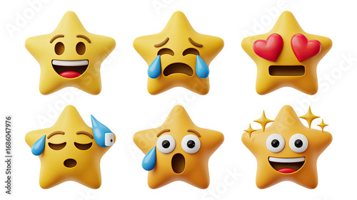 Expressive emoji stars capture joy, sadness, and excitement, perfect for engaging digital content