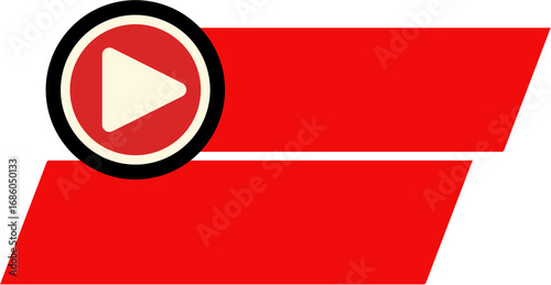 Red horizontal stripes with a play button graphic, suggesting media player or video content.