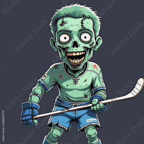 cartoon vector zombie hockey player