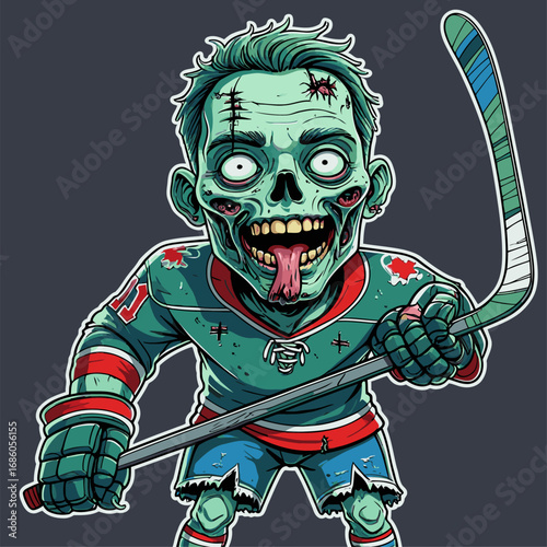cartoon vector zombie hockey player