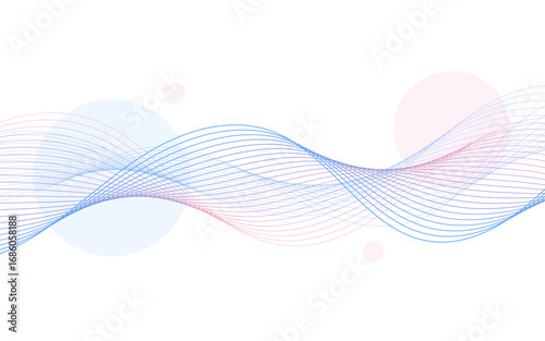 Soft Abstract Banner Background with Wave Lines and Pastel Circles