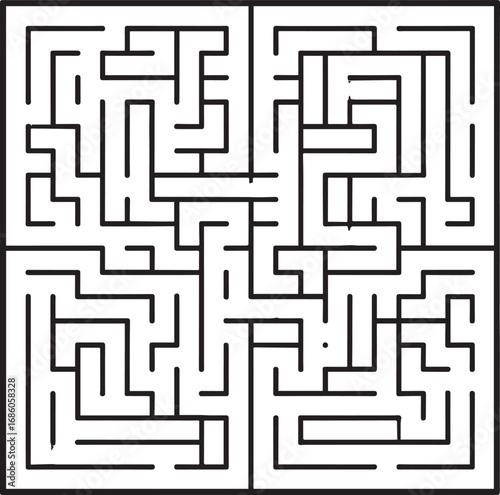  Brain Game Maze Silhouette Vector Illustration