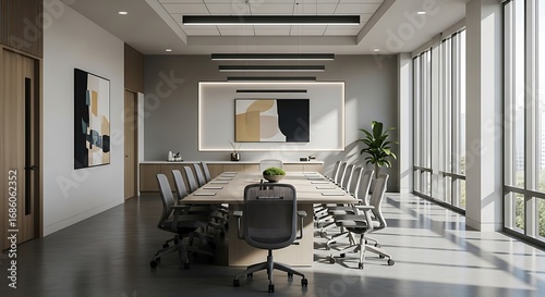 Spacious and contemporary conference room with natural light and minimalist design for productive meetings