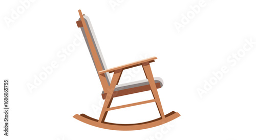Classic Wooden Rocking Chair Illustration on White Background for Relaxation and Comfort