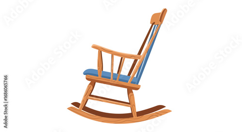 Stylized wooden rocking chair illustration depicting relaxation and home comfort within a minimalist design for digital graphic applications