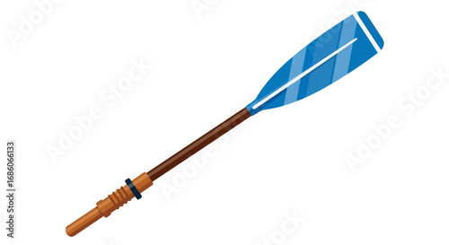 Stylized illustration of a blue and brown paddle for paddling sport and recreational aquatic activity  featuring nautical equipment with a long