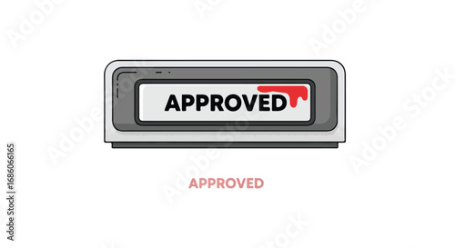 Stylized approved stamp with unique red smudge emphasizing clearance and validation success representation for business and document confirmation