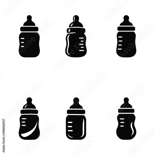 Baby Feeding Bottle Logo, Baby Feeding Bottle icon, Baby Feeding Bottle Vector Icons Set Infant Milk Bottle Illustration