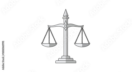 Illustration of Justice Scales Symbolizing Balance, Fairness, and Legal Precision Represented in a Detailed Isolated Graphic for Judicial Purposes