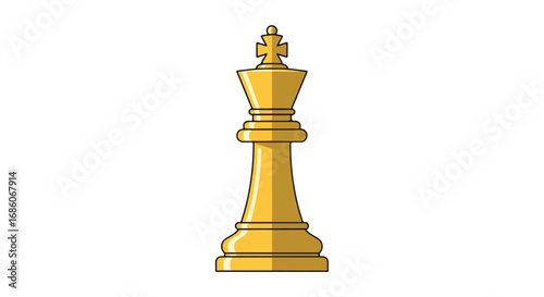 Golden chess piece king design symbolizing strategy and authority for board game enthusiasts vector illustration on clean background
