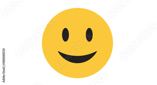 Radiant Smile: Simple Yellow Face with Black Eyes and Gentle Smile, conveying positivity and good cheer in digital communication with a cheerful