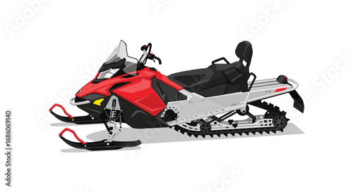 Bold snowmobile illustration showcasing high performance and modern design, ideal for winter sports advertising and recreational equipment visuals