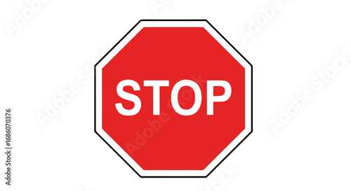 Iconic visual communication: A bright red octagon sign demanding immediate cessation and attention for safety regulation and order on roadways for