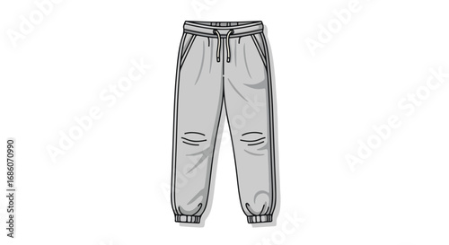 Illustration of sporty sweatpants with drawstring and casual style for comfortable outfits suitable for athletic or relaxed daily wear apparel
