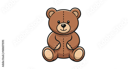 Charming cartoon teddy bear character illustration with soft brown tones and defined outlines, perfect for children's designs and creative projects