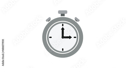 A Sleek Grey Stopwatch Icon Against a Clean White Backdrop Emphasizing Punctuality and Time Measurement Applications