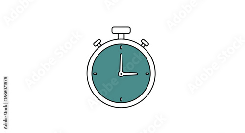 Simplified time: Isolated turquoise stopwatch illustration against a pristine white backdrop conveying urgency, precision and deadline consciousness