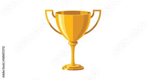 Illustrative golden trophy on white backdrop showcasing achievement and victory symbolising success and winning in competitions with a polished