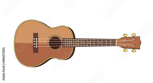 Ukulele instrument art illustration, offering a close-up of its unique design and construction that is suitable for learning or musical performance