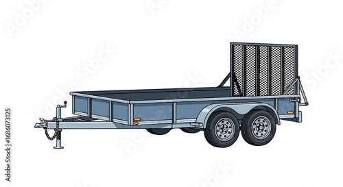 Depiction of a Flatbed Trailer for Hauling Equipment and Materials Used in Various Industries and Personal Applications