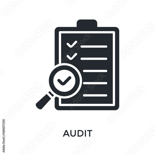 Audit Icon Glyph Style. Vector Illustration For Graphic Design