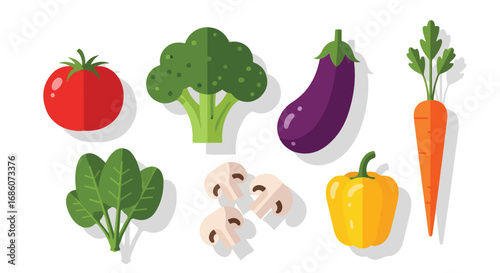 Colorful Flat Vector Illustration of Fresh Vegetables Promoting Healthy Eating and Balanced Nutrition Choices for a Wholesome Lifestyle
