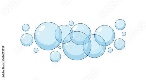 Floating Harmony: An Array of Bubbles in Varying Sizes Evoking Serenity and Cleanliness with Gentle Overlapping 6