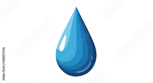 A Captivating Close-Up Illustration of a Single, Isolated Water Droplet Against White Backdrop Perfect for Hydration Conceptuals and Environmental