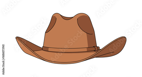 Stylized representation of a traditional brown cowboy hat evoking western culture through simple graphic design featuring clean lines on a blank