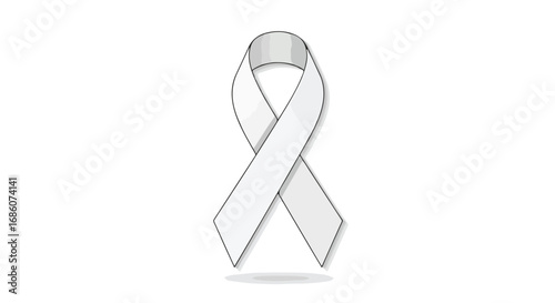 Symbol of hope and awareness: A stylized white ribbon for advocacy and solidarity against serious illnesses or promoting benevolent causes