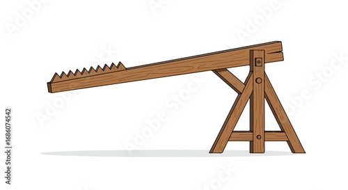 Stylized catapult mechanism artwork evoking medieval siege warfare weaponry illustration and defense engineering design representation for