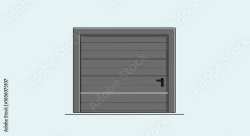 Simple Garage Door Illustration with Horizontal Paneling Design, Grey Tone on a Light Background, Perfect for Architectural Projects and Home