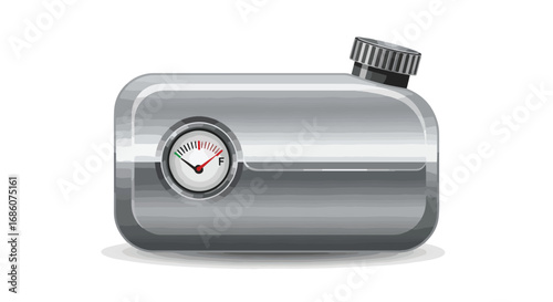 Fuel Tank Depiction with Temperature Gauge Displaying High Readings in Flat Design Style