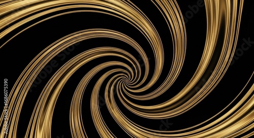 Golden Curves: A Swirling Vortex of Metallic Lines on Black Back