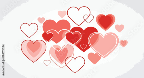 Delicate hearts arranged in an artistic cluster creating a feeling of romance and love illustration artwork