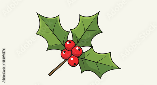 Stylized holly berry illustration evoking festive cheer and seasonal celebration symbol representing winter holiday traditions and decorative