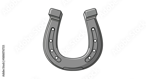 Isolated Horseshoe Graphic Representation Symbolizing Luck and Equestrian Traditions on White Canvas  Design Element  Illustration Depicting Symbolism